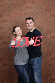 Young couple family pregnant