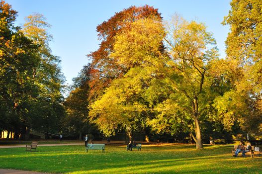 Autumn at the Stadtschloss park in Fulda, Hessen, Germany