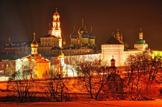 Night Lavra (The Trinity Sergiev Monastery) (HDR) in Sergiev Posad, Moscow region, Russia