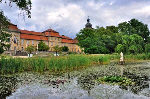 Lake of Schloss Fasanarie park in Fulda, Hessen, Germany