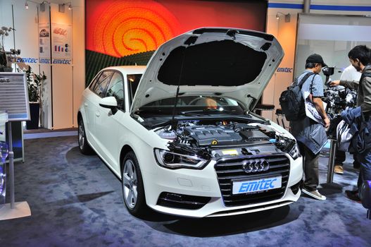 FRANKFURT - SEPT 14: Audi A3 presented as world premiere at the 65th IAA (Internationale Automobil Ausstellung) on September 14, 2013 in Frankfurt, Germany