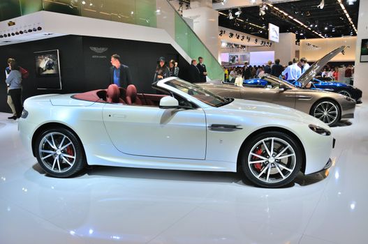 FRANKFURT - SEPT 14: Aston Martin V8 Vantage Roadster presented as world premiere at the 65th IAA (Internationale Automobil Ausstellung) on September 14, 2013 in Frankfurt, Germany