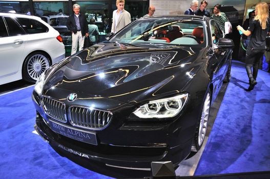 FRANKFURT - SEPT 14: BMW Alpina B6 Bi-Turbo Coupe presented as world premiere at the 65th IAA (Internationale Automobil Ausstellung) on September 14, 2013 in Frankfurt, Germany