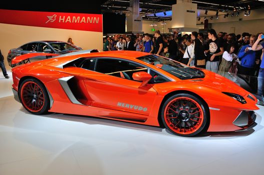 FRANKFURT - SEPT 14: Hamann Nervudo Lamborghini Aventador presented as world premiere at the 65th IAA (Internationale Automobil Ausstellung) on September 14, 2013 in Frankfurt, Germany