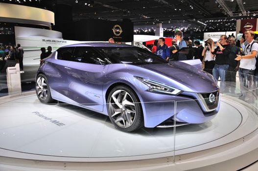 FRANKFURT - SEPT 14: Nissan Friend-ME Concept presented as world premiere at the 65th IAA (Internationale Automobil Ausstellung) on September 14, 2013 in Frankfurt, Germany