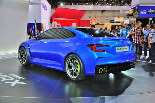 FRANKFURT - SEPT 14: Subaru WRX Concept presented as world premiere at the 65th IAA (Internationale Automobil Ausstellung) on September 14, 2013 in Frankfurt, Germany