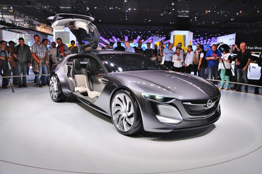 FRANKFURT - SEPT 14: Opel Monza Concept presented as world premiere at the 65th IAA (Internationale Automobil Ausstellung) on September 14, 2013 in Frankfurt, Germany