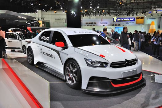 FRANKFURT - SEPT 14: CITROEN C-ELYSEE WTCC presented as world premiere at the 65th IAA (Internationale Automobil Ausstellung) on September 14, 2013 in Frankfurt, Germany