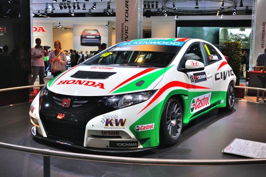 FRANKFURT - SEPT 14: Honda Civic WTCC presented as world premiere at the 65th IAA (Internationale Automobil Ausstellung) on September 14, 2013 in Frankfurt, Germany
