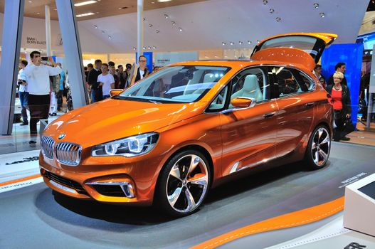FRANKFURT - SEPT 14: BMW Concept Active Tourer Outdoor presented as world premiere at the 65th IAA (Internationale Automobil Ausstellung) on September 14, 2013 in Frankfurt, Germany