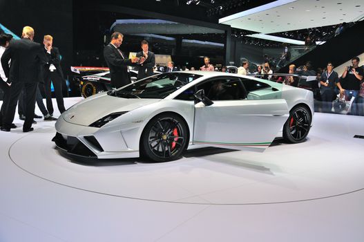 FRANKFURT - SEPT 14: Lamborghini Gallardo Squadra Corse presented as world premiere at the 65th IAA (Internationale Automobil Ausstellung) on September 14, 2013 in Frankfurt, Germany