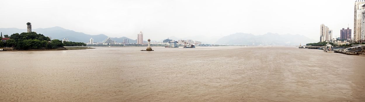 Shooting in China Zhejiang Wenzhou (Wenzhou city on the right bank)