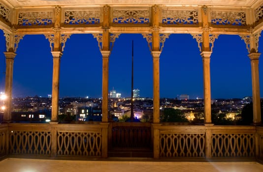 historical garden house at night