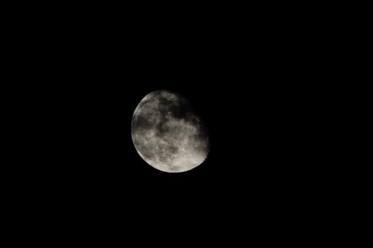 Almost Full Moon over a Dark Black Sky