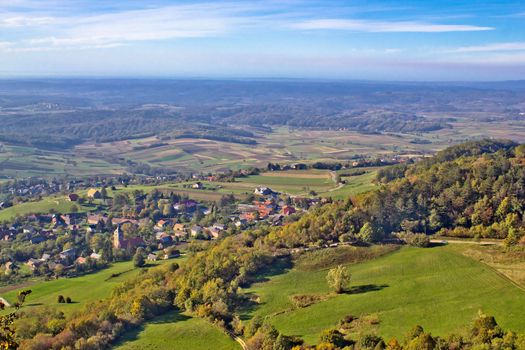 Green nature in region of Prigorje, Croatia, view from Kalnik mountain