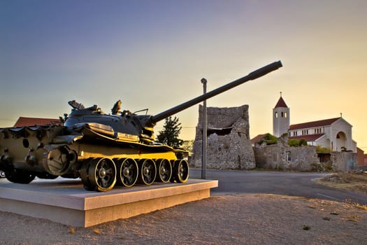 Military tank installation in Zadar, Dalmatia, Croatia