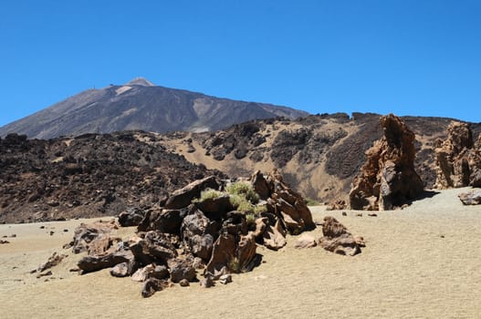 Sand and Rocks Desert on Teide Volcano, in Canary Islands, Spain