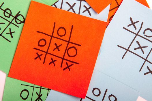 An image of tic tac toe on sticky notes