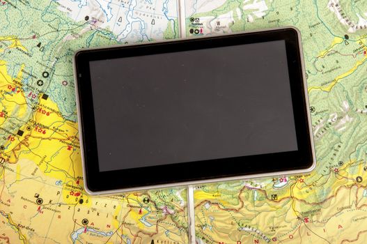 An image of navigation system and road map