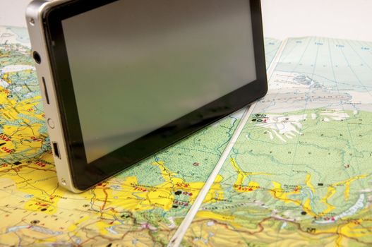 An image of navigation system and road map