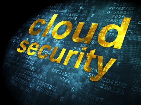 Cloud technology concept: pixelated words Cloud Security on digital background, 3d render