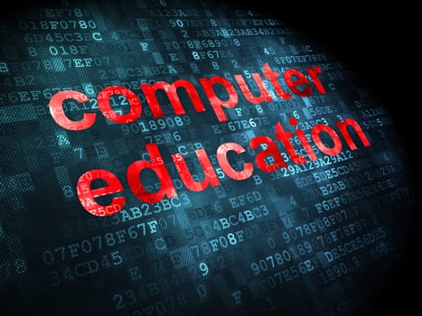 Education concept: pixelated words Computer Education on digital background, 3d render