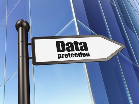 Privacy concept: Data Protection on Building background, 3d render