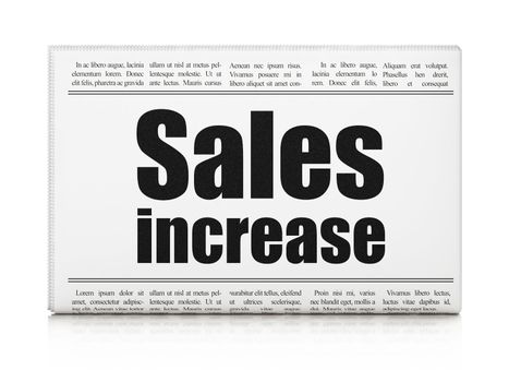 Advertising news concept: newspaper headline Sales Increase on White background, 3d render