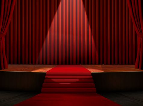 Red Carpet on Stage with Spotlight