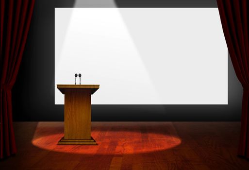 Seminar Podium and Blank Screen on Stage