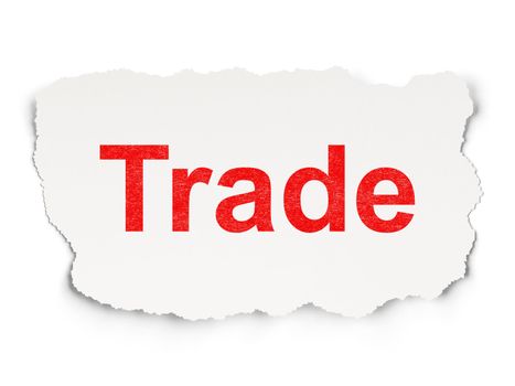 Business concept: torn paper with words Trade on Paper background, 3d render