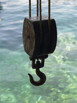 Hook on a dockside in the Mediterranean port of Marseille in the South of France.