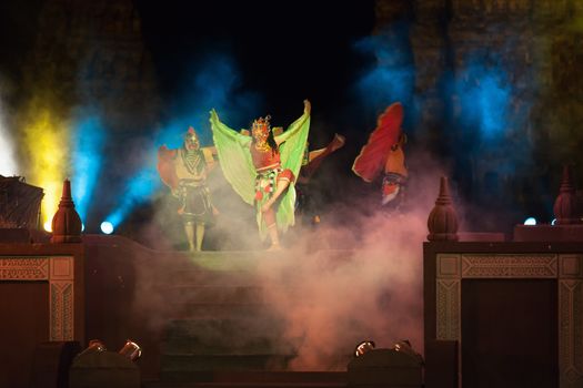 YOGYAKARTA, INDONESIA - SEP 12: Ramayana Ballet show at Prambanan temple on SEP 12, 2012  in Yogyakarta, Indonesia. It is based on epic Hindu poem and represents Javanese style, culture and music.