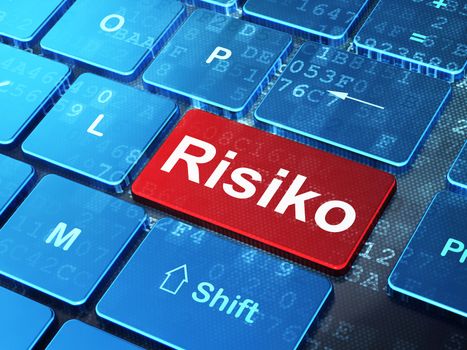 Finance concept: computer keyboard with word Risiko(german) on enter button background, 3d render