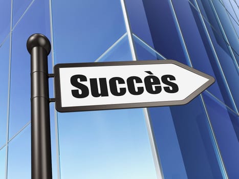 Finance concept: Succes(french) on Building background, 3d render