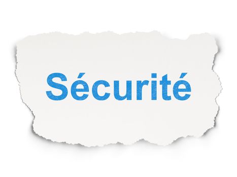 Security concept: torn paper with words Securite(french) on Paper background, 3d render