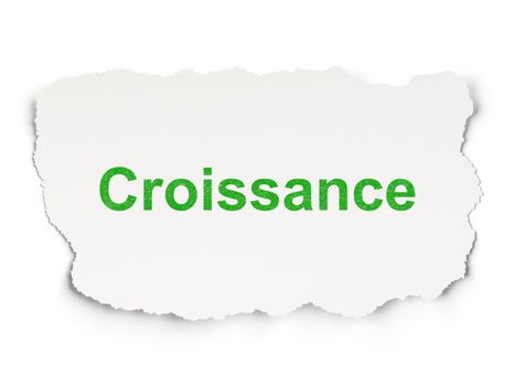 Business concept: torn paper with words Croissance(french) on Paper background, 3d render