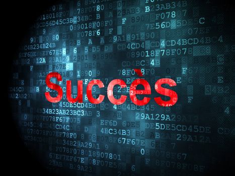 Business concept: pixelated words Succes(french) on digital background, 3d render