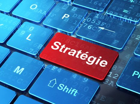 Business concept: computer keyboard with word Strategie(french) on enter button background, 3d render