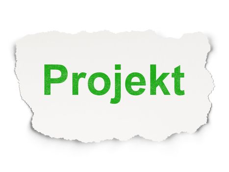 Finance concept: torn paper with words Projekt(german) on Paper background, 3d render
