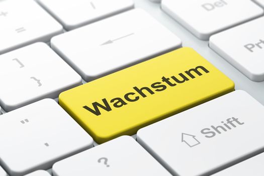 Business concept: computer keyboard with word Wachstum(german), selected focus on enter button background, 3d render