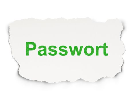 Security concept: torn paper with words Passwort(german) on Paper background, 3d render