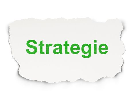 Finance concept: torn paper with words Strategie(german) on Paper background, 3d render