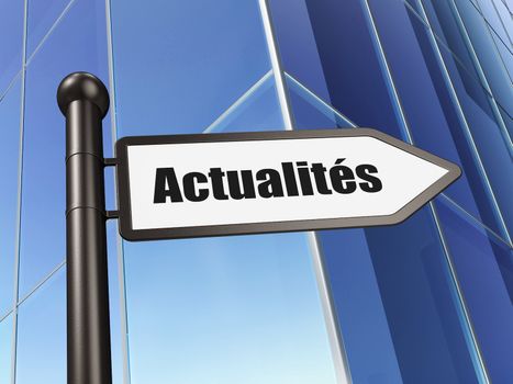 News concept: Actualites(french) on Building background, 3d render