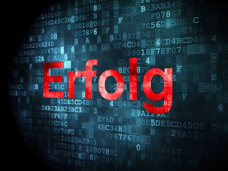 Business concept: pixelated words Erfolg(german) on digital background, 3d render