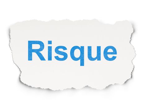 Finance concept: torn paper with words Risque(french) on Paper background, 3d render