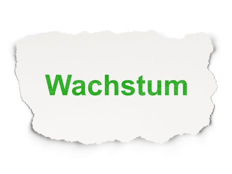 Business concept: torn paper with words Wachstum(german) on Paper background, 3d render