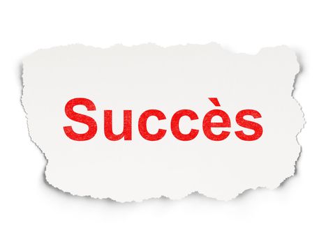 Business concept: torn paper with words Succes(french) on Paper background, 3d render