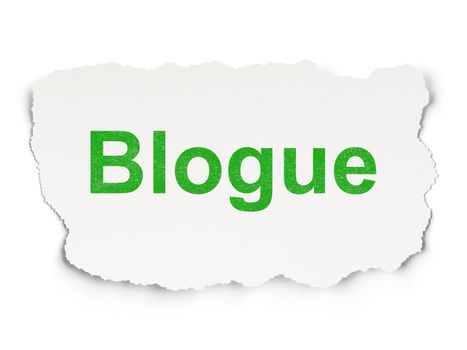 Web development concept: torn paper with words Blogue(french) on Paper background, 3d render