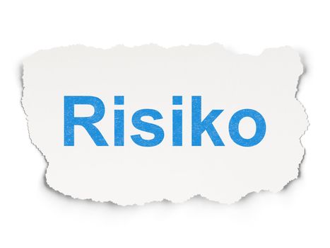 Finance concept: torn paper with words Risiko(german) on Paper background, 3d render